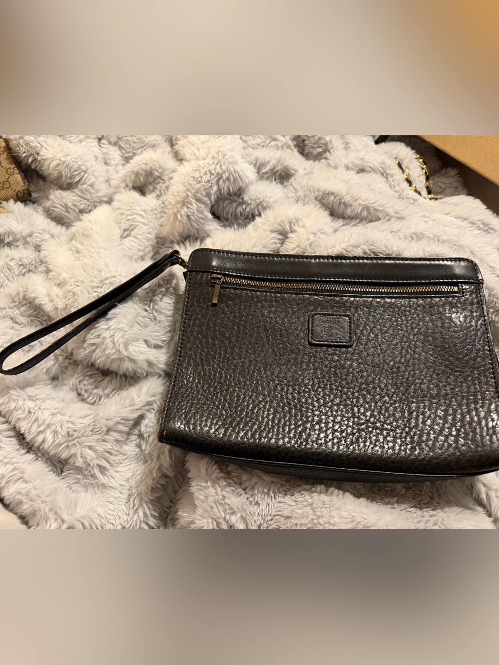Burberry Black Leather Wristlet Clutch